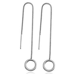 Silver Open Circle Dangle Chain Earrings
